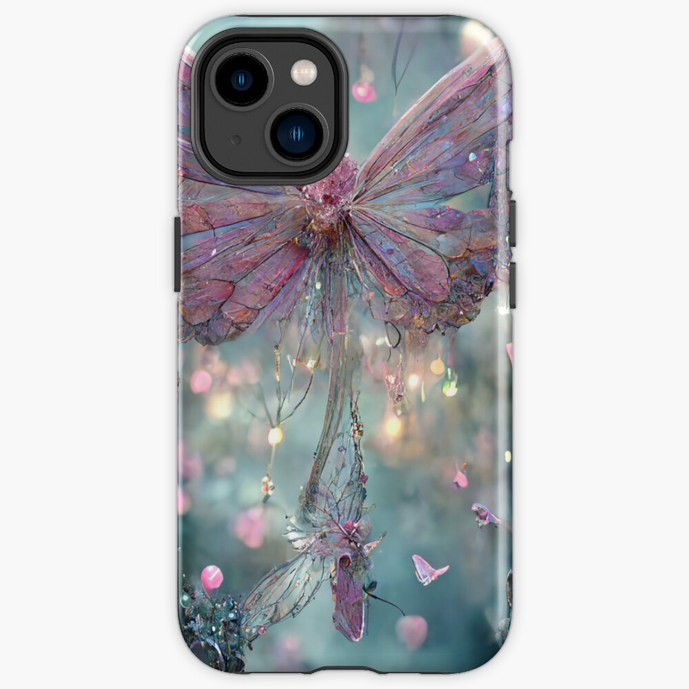 Crystal Pink Butterfly Room Decor Rainbow Waterfall Abstract Art Print iPhone Case