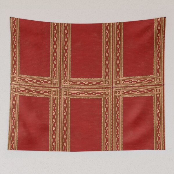 Item preview, Bright red leather book cover with gold inlay fringed design designed and sold by coverinlove.