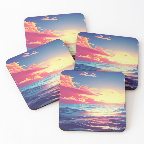 Item preview, A beautiful beach oceanscape with a boat and a sunset/sunrise designed and sold by Pinghing.