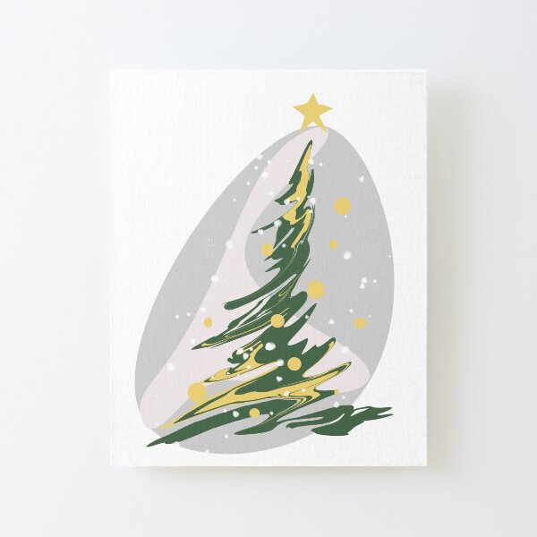 Evergreen Christmas Tree Landscape - abstract shapes Canvas Mounted Print