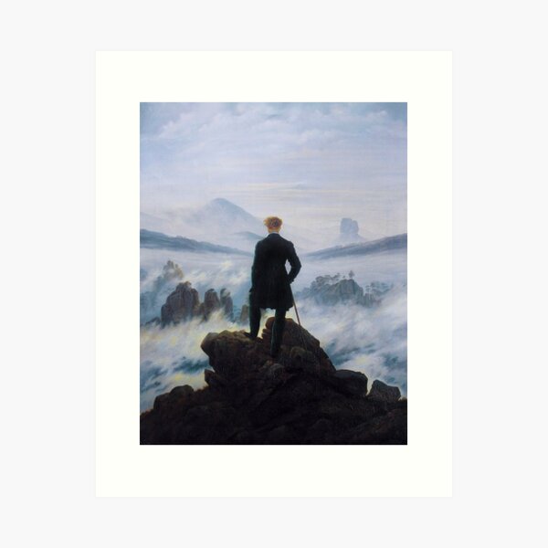 Item preview, Man in a sea of fog Antique German painting designed and sold by Glimmersmith.