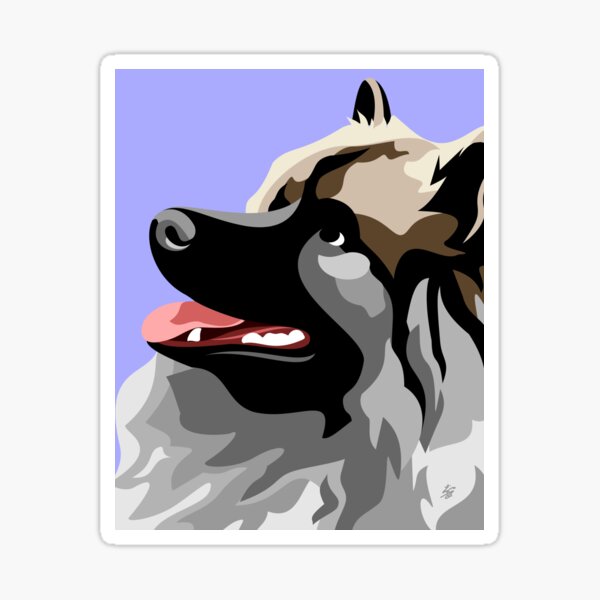 Keeshond Profile Dog Portrait Sticker