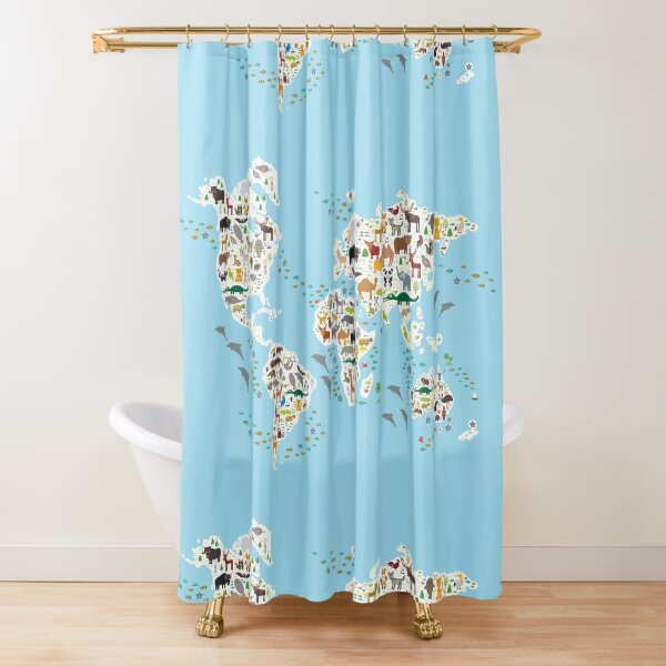 animal world map Shower Curtain