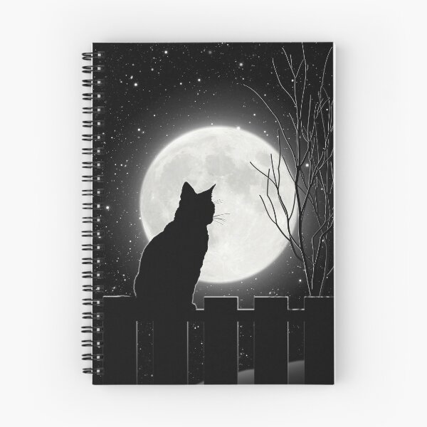 Item preview, Silent night Cat looking at the full moon designed and sold by Glimmersmith.