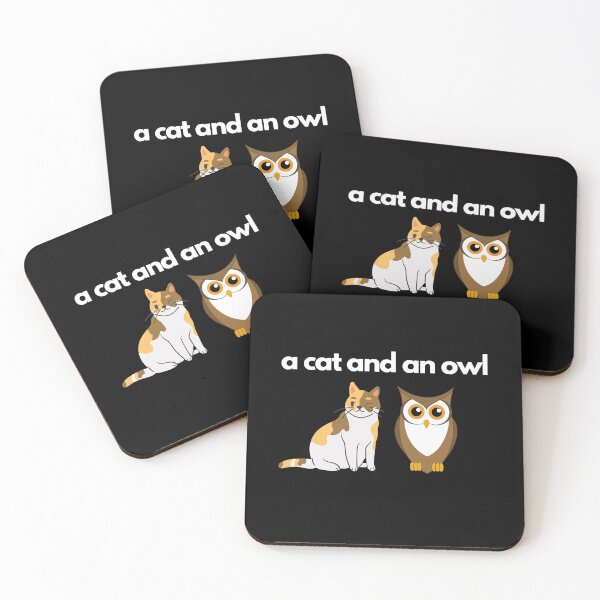 Item preview, a cat and an owl designed and sold by joetrade.
