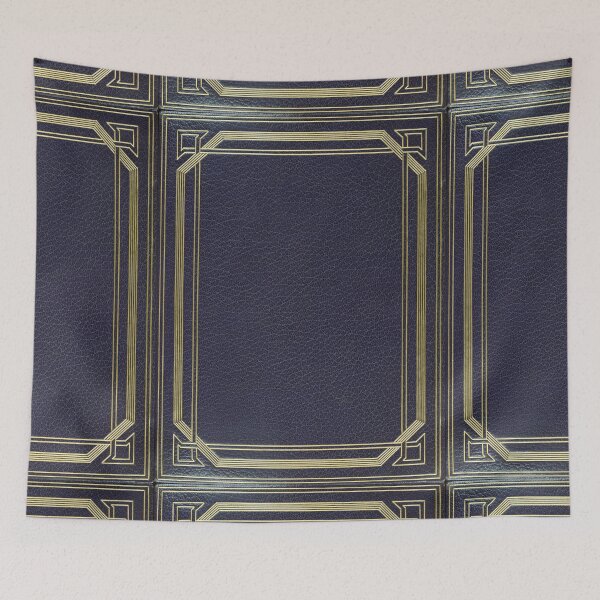 Item preview, Blue leather book cover with gold inlay border design  designed and sold by coverinlove.
