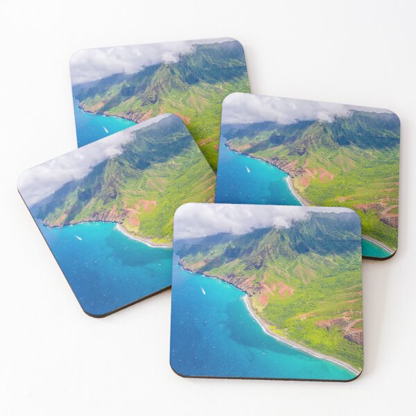 Item preview, Aerial Photo of Beach and Mountains in Hawaii - Tropical Landscape Photos designed and sold by Ellodee.