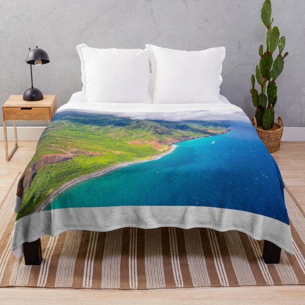 Item preview, Aerial Photo of Beach and Mountains in Hawaii - Tropical Landscape Photos designed and sold by Ellodee.