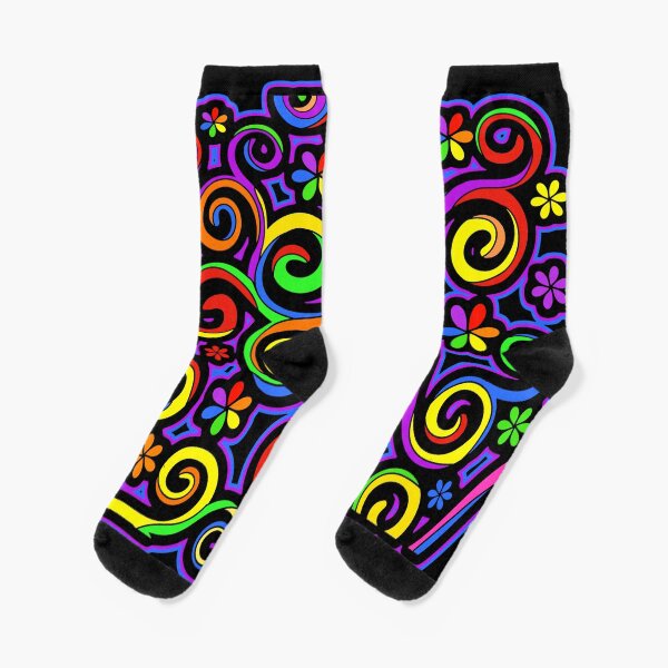 Aperçu de l'œuvre Arc-en-ciel Couleurs Abstrait Tourbillons Hippy Art créée et vendue par Alondra.