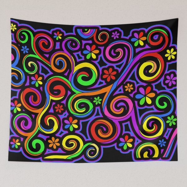 Item preview, Rainbow Colors Abstract Swirls Hippy Art designed and sold by Alondra.