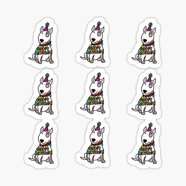 Item preview, Bull terrier Happy birthday designed and sold by Shellsiepup.