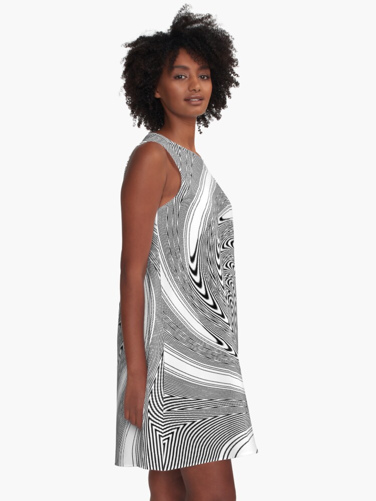 Alternate view of #Psychedelic #Hypnotic #Pattern, Visual #Illusion, Optical Art A-Line Dress