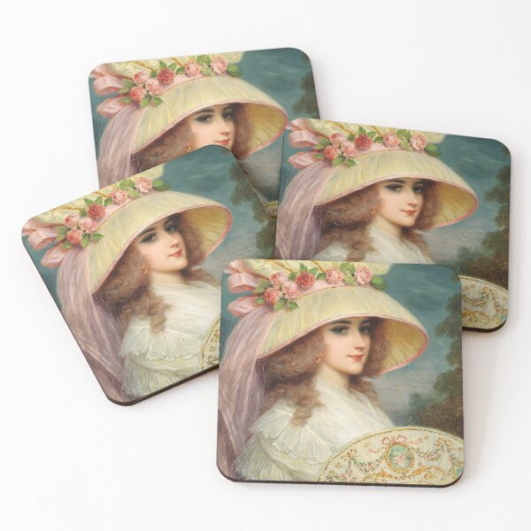 Item preview, A Lady with Rose Hat and Fan | Lucius Rossi | 1910 Italian Fashion Art designed and sold by CJET.