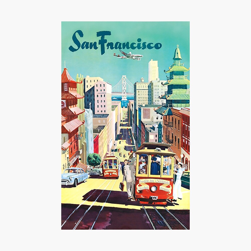 San Francisco Bus United States of America Vintage Travel Advertisement Poster 