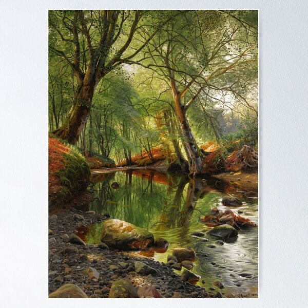 Item preview, A Woodland Stream | Peder Mønsted | 1895 Danish Nature Art designed and sold by CJET.