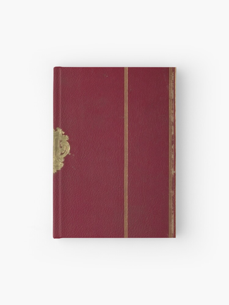 Red embossed leather book cover with gold inlay border design