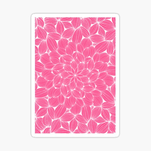Pink and White Line Art Floral Mandala Sticker