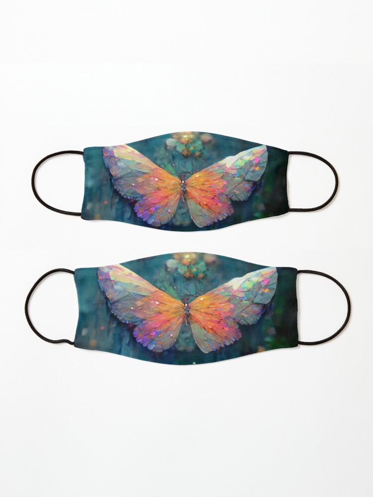Alternate view of Rainbow Crystal Butterfly Lover Room Decor Rainbow Waterfall Abstract Art Print Mask