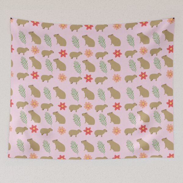 Item preview, Capybaras with flowers pink designed and sold by ArlacV.