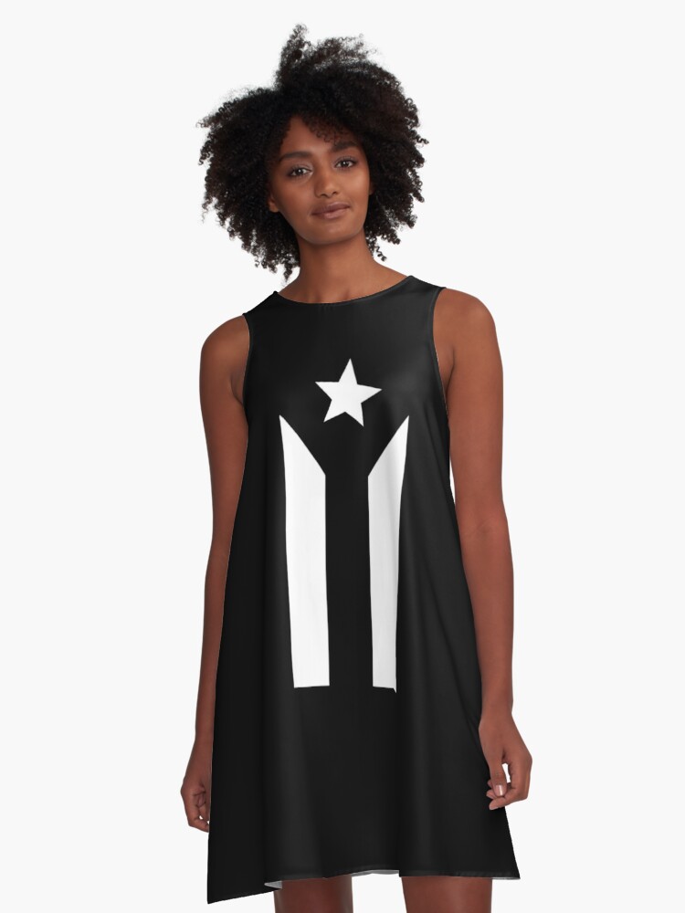 Puerto Rican Black Flag A Line Dress By Wildflowerdw Redbubble