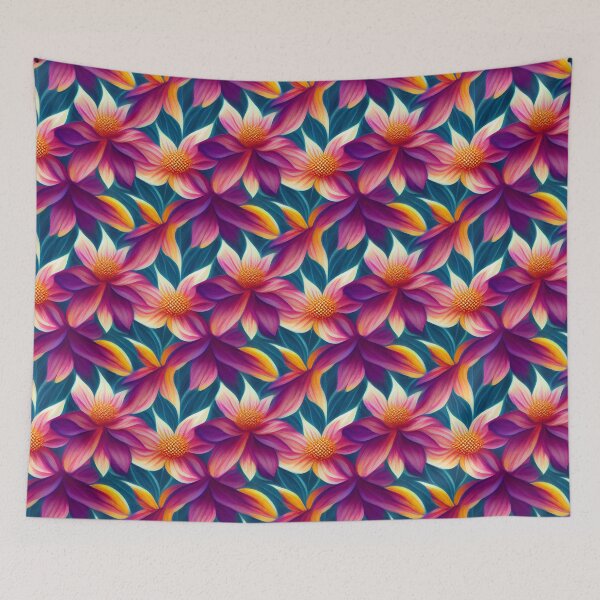 Item preview, Patrón floral de dalia sobre fondo azul designed and sold by DesArtStudio.