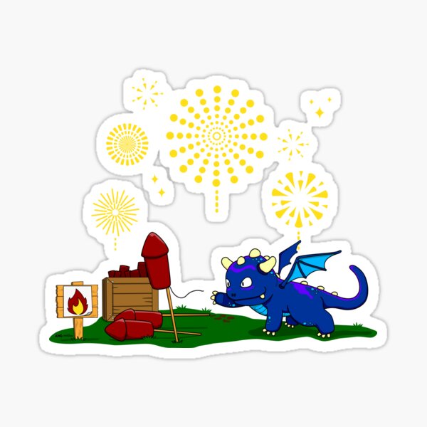 Delizia the Dragon - Fireworks Sticker
