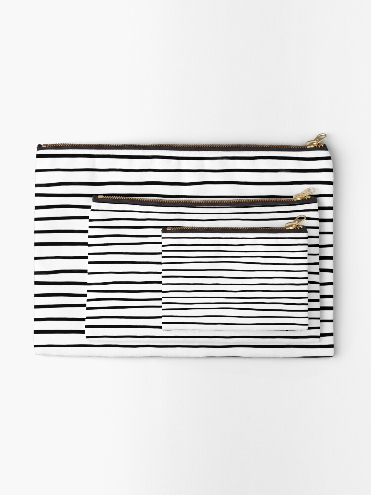 Alternate view of Black & White Stripes Zipper Pouch