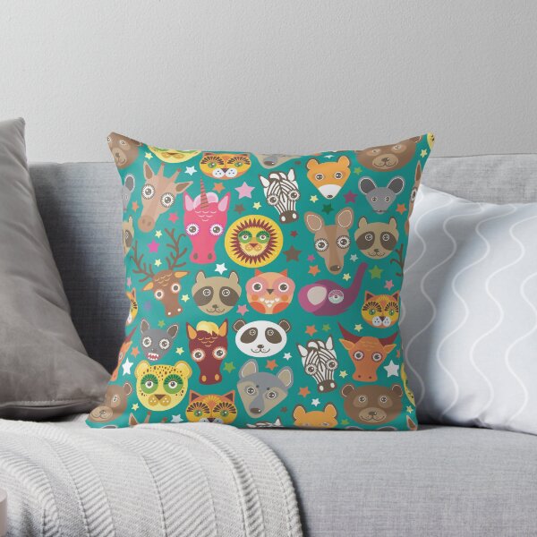 funny animals muzzle Throw Pillow