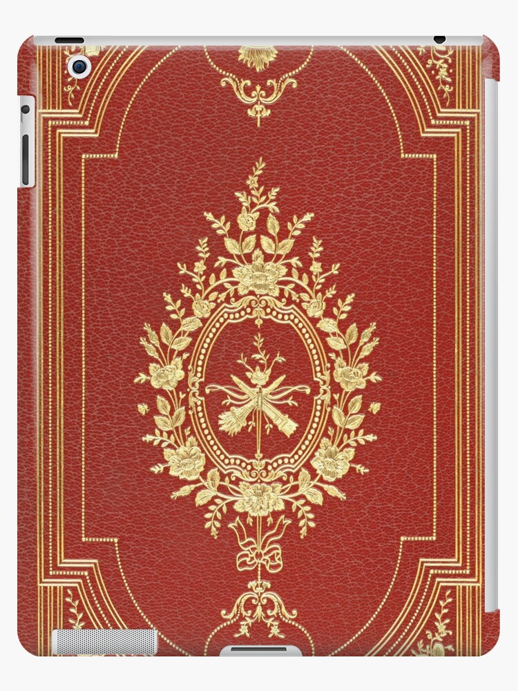 Roter Leder Bucheinband Mit Aufwendigem Traditionellem Gold Inlay Design Ipad Hulle Skin Von Coverinlove Redbubble