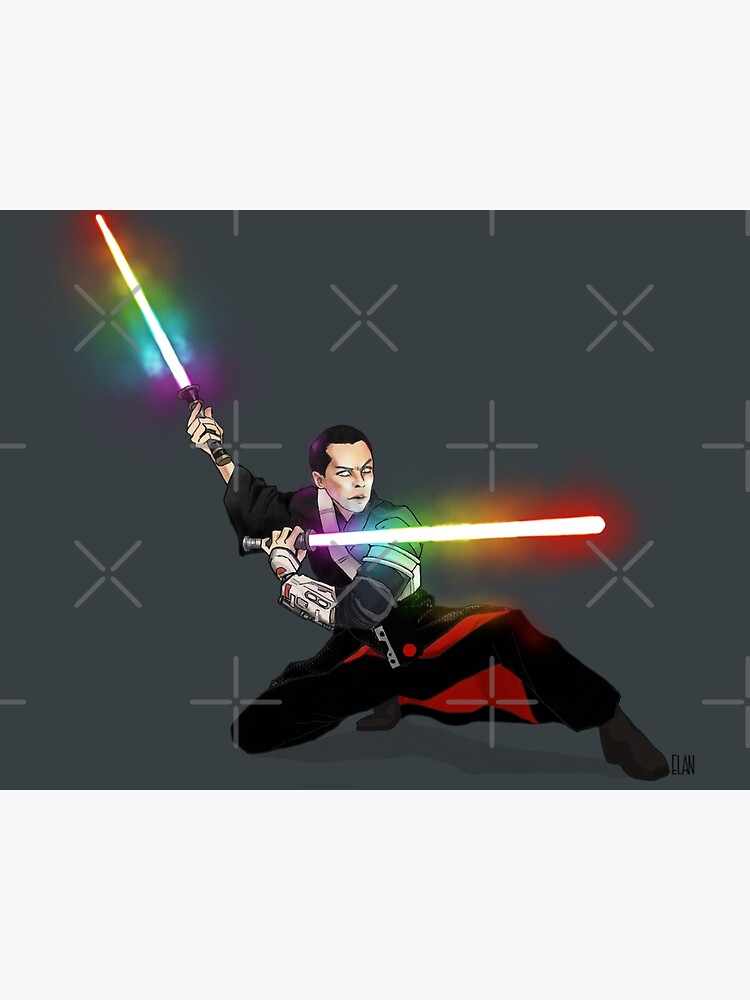 Rainbow Lightsaber Chirrut Imwe Postcard By Saltandcaffeine Redbubble