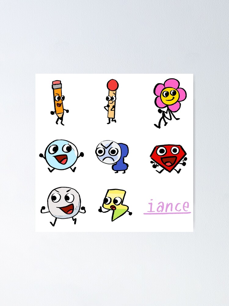 BFDI Inanimate Insanity All Characters (Rainbow) Poster for Sale by  MsBonnie