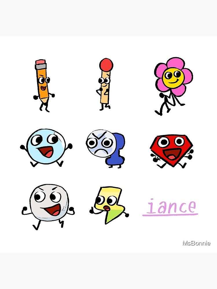 BFDI All Characters (Transparent) | Art Board Print