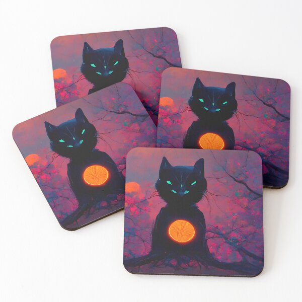 Item preview, Creepy Four Eyed Cute Halloween Cat Red Orb inside designed and sold by Cannabliss Shop.
