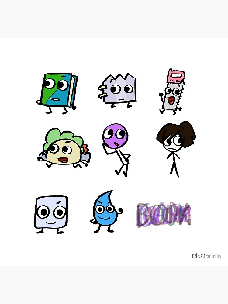 BFDI All Characters (Transparent) | Art Board Print