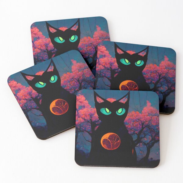 Item preview, Cute Spooky Halloween Cat In An Orchard With Red Moon designed and sold by Cannabliss Shop.