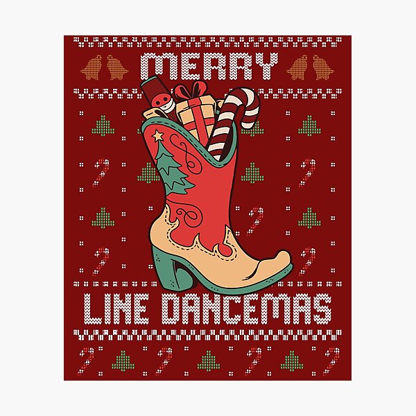 Country Music Girl Line Dance Ugly Christmas Sweater Photographic Print for Sale by MrEddie10 Redbubble