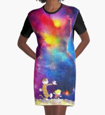 Calvin and Hobbes Nebula Graphic T-Shirt Dress
