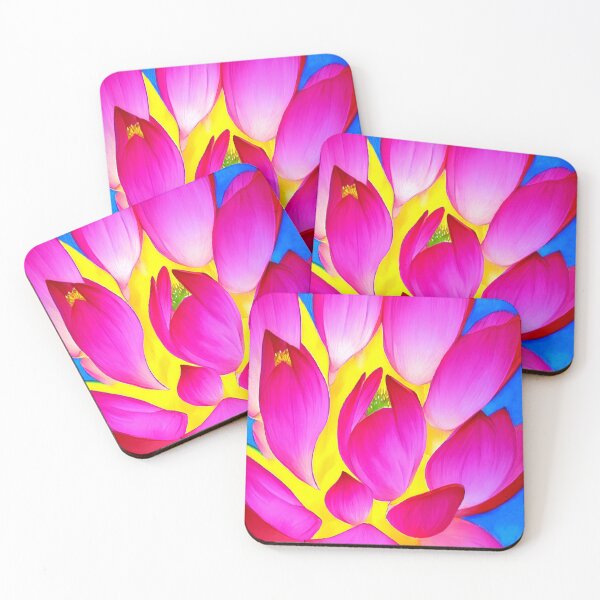 Item preview, Beautiful Pink Lotus flower with yellow heart and blue background for yoga and meditation  designed and sold by ittybittyowl.