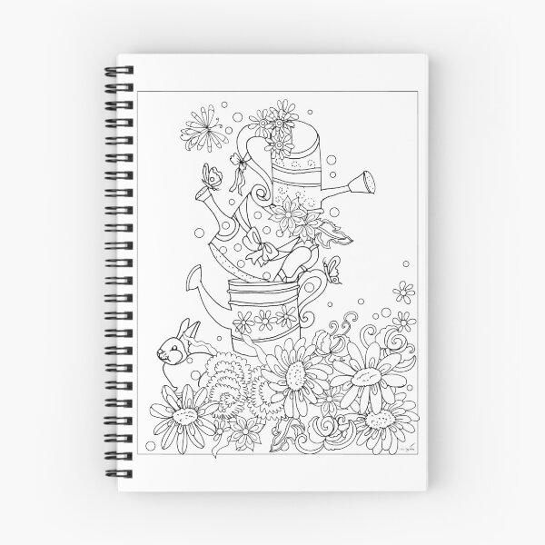Item preview, Spring flowers in watering cans and rabbit designed and sold by SimiRaghavan.