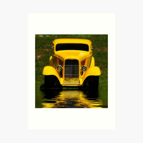 Yellow Hot Rod Art Print