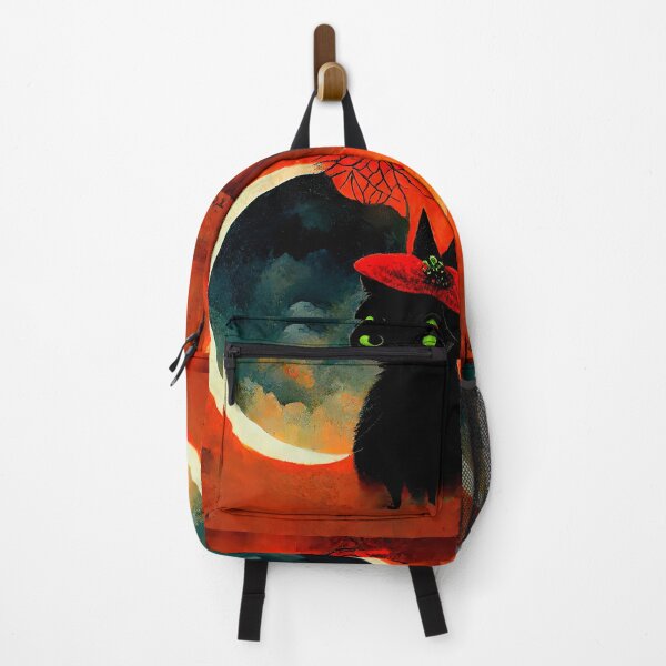 Item preview, Posh Witch HatCute Halloween Cat Inside Red Moon designed and sold by Cannabliss Shop.
