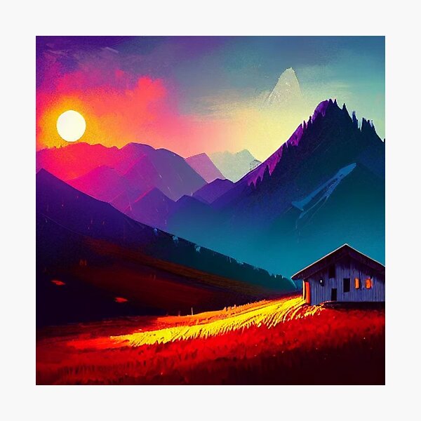 Item preview, Mountain Cabin Sunset designed and sold by 17pp27.