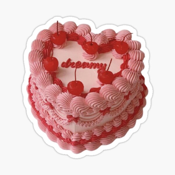 Item preview, dreamy pink cherry heart cake designed and sold by mandynl15.