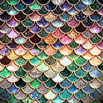 Artwork thumbnail, Copper Green Gold and Pink Sparkle Faux Glitter Mermaid Scales by UtArt