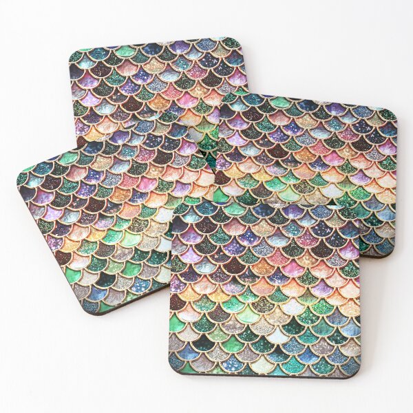 Item preview, Copper Green Gold and Pink Sparkle Faux Glitter Mermaid Scales designed and sold by UtArt.