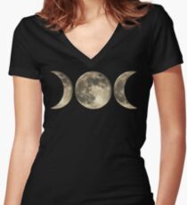 The triple moon Women's Fitted V-Neck T-Shirt