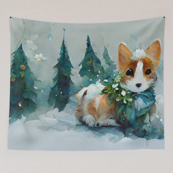 Item preview, Cute Corgi Winter Wonderland designed and sold by Paint-of-Heart.