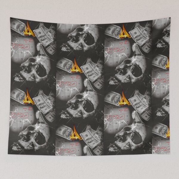 Item preview, Heavy Metal Skull and burning money designed and sold by bas19101.