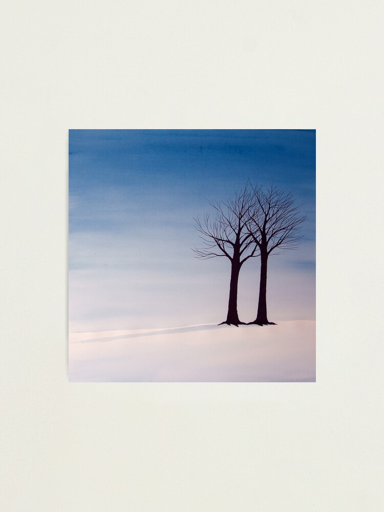 Thumbnail 1 of 3, Photographic Print, Two Trees in Field of Snow designed and sold by nakedpastor.