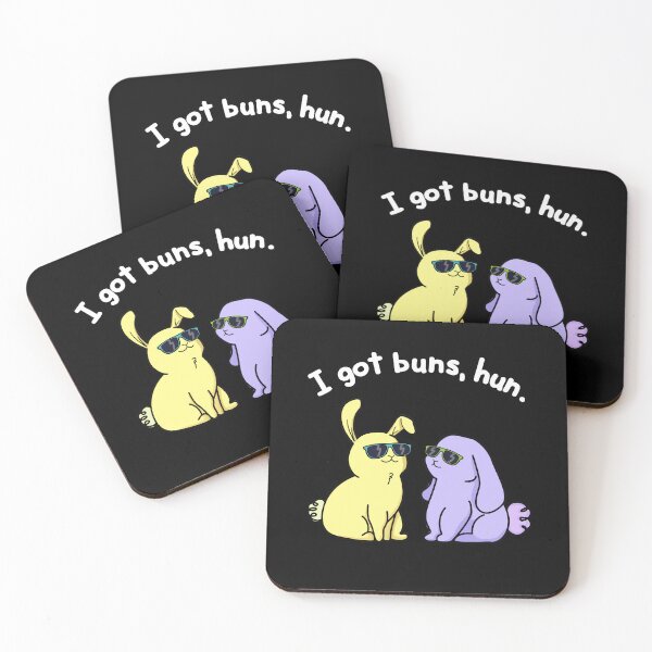 Item preview, I Got Buns Hun Funny Bunny Rabbit Pun (Dark BG) designed and sold by punnybone.